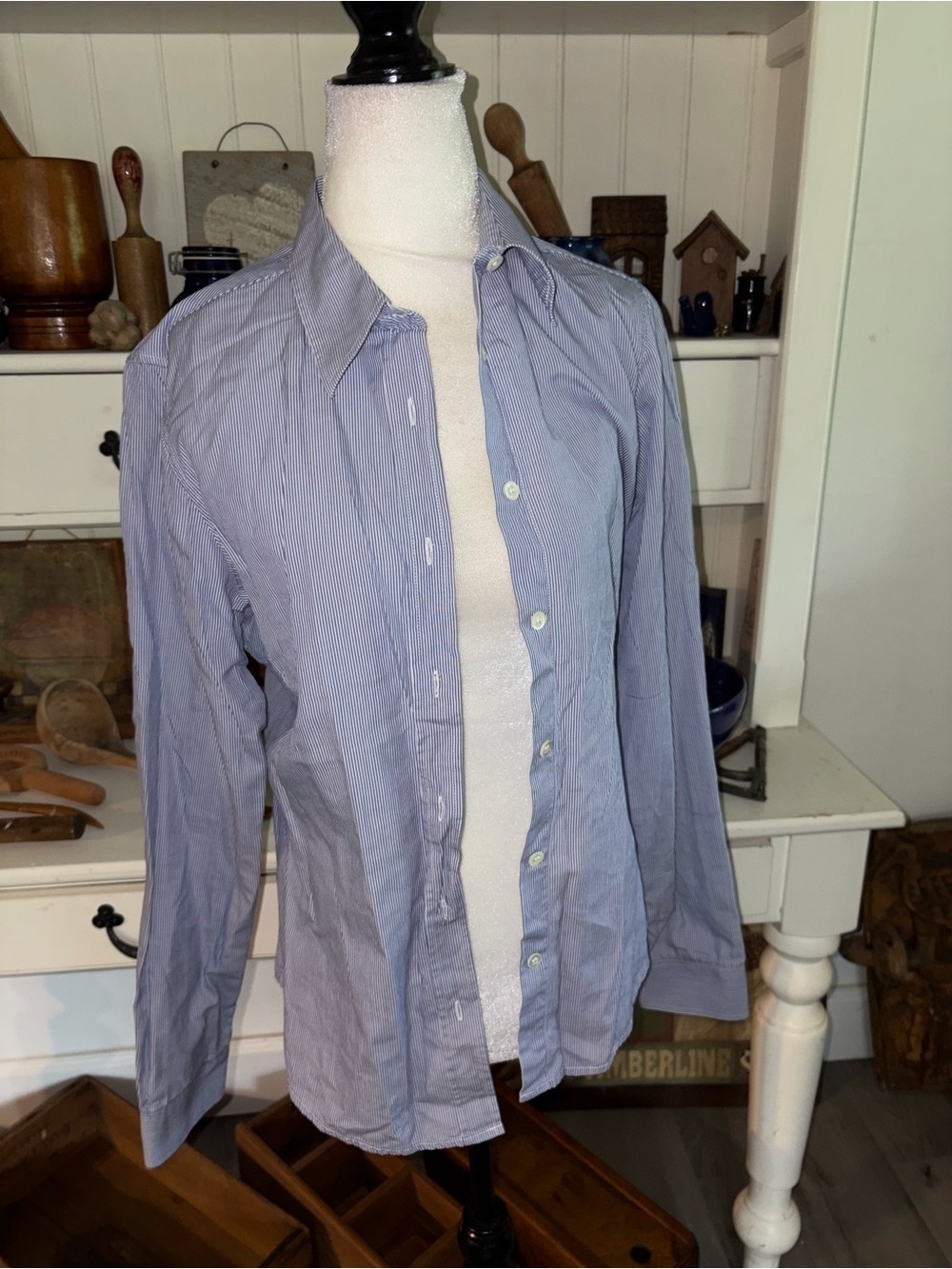 Mads Norgaard Women’s Blue Stripe Button-Down Shirt